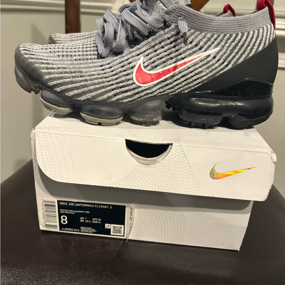 Nike Air VaporMax Flyknit 3 - Gray/Red Sz.8